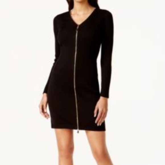 Calvin Klein Dresses & Skirts - Calvin Klein Black Front Zipper Ribbed Dres